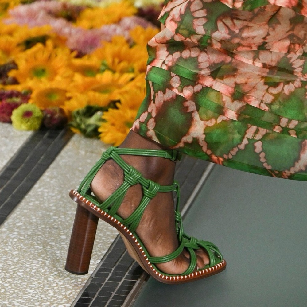 ULLA JOHNSON Tula Knotted High Heel Sandal in Lichen US8 EU38 - Picture 4 of 16